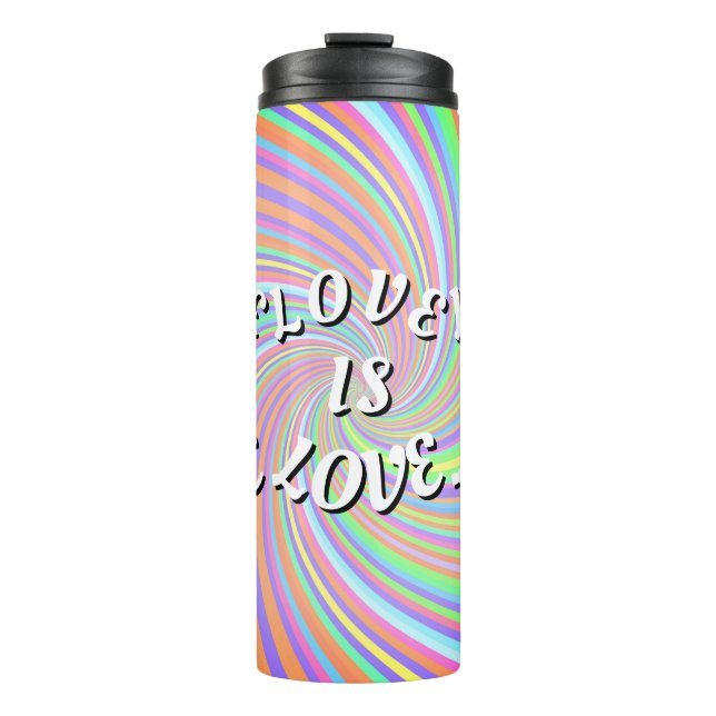 Liebe ist Liebe-Stolz Thermosbecher (Vorderseite)