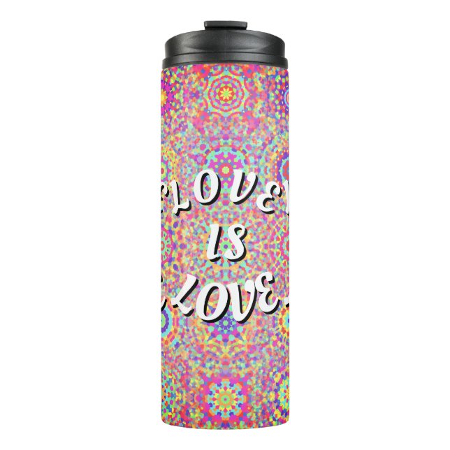 Liebe ist Liebe-Stolz Thermosbecher (Vorderseite)