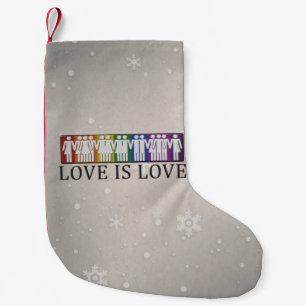 Liebe ist Liebe Text mit Silhouette LGBT People Kleiner Weihnachtsstrumpf