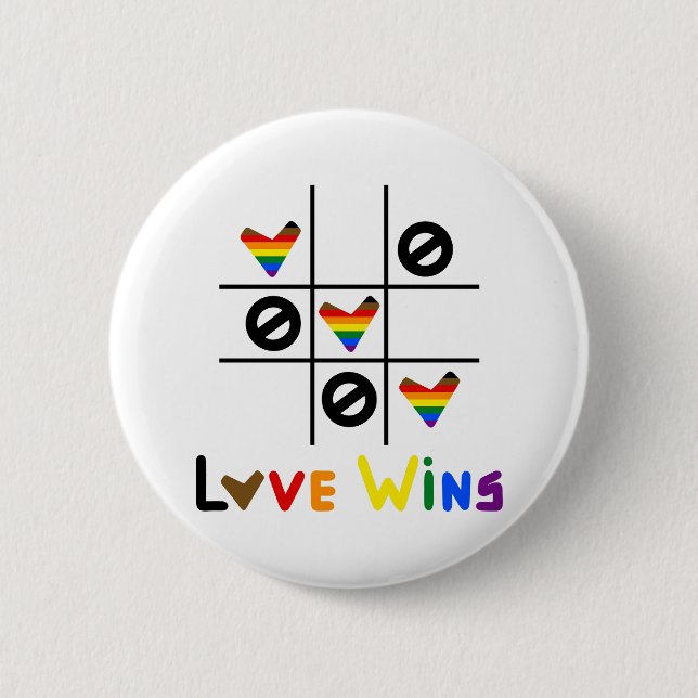 Liebe ist Liebe Tic Tac Toe Regenbogen-Fahne LGBTQ Button (Vorderseite)