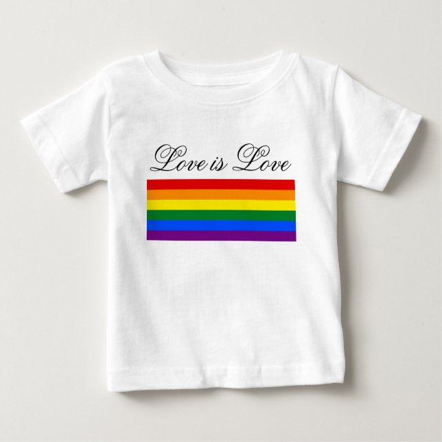 Liebe ist Liebe Typografie Gay Pride LGBT Rainbow Baby T-shirt (Vorderseite)