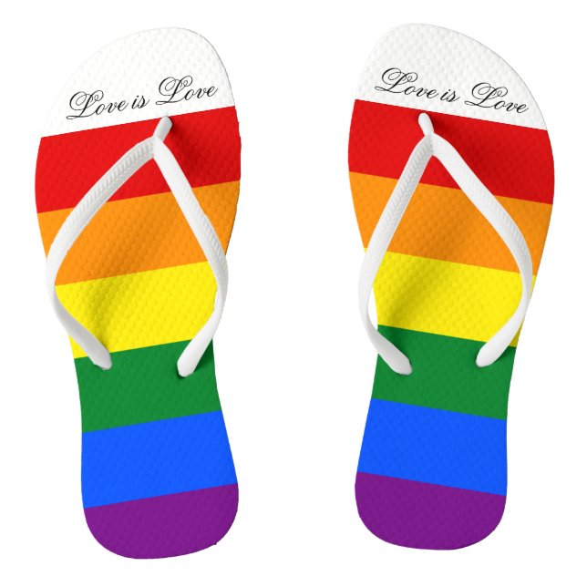 Liebe ist Liebe Typografie Gay Pride LGBT Rainbow Flip Flops (Fußbett)