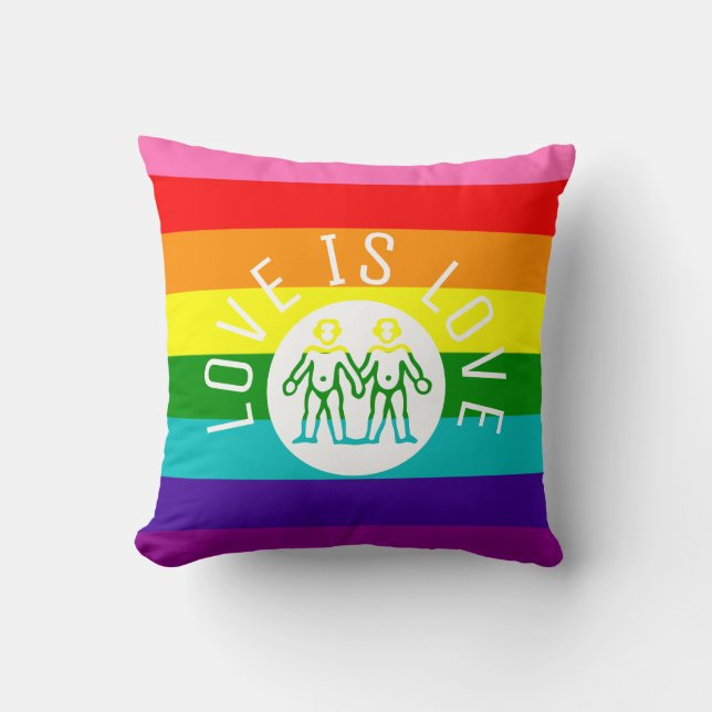 Liebe ist Liebe Typografie Gay Pride LGBT Rainbow Kissen (Vorderseite)