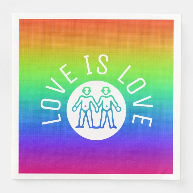 Liebe ist Liebe Typografie Gay Pride LGBT Rainbow Serviette (Vorderseite)