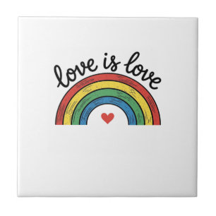 Liebe ist Liebe Vintage Regenbogen Herz Shirt Desi Fliese
