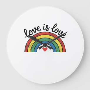 Liebe ist Liebe Vintage Regenbogen Herz Shirt Desi Große Wanduhr