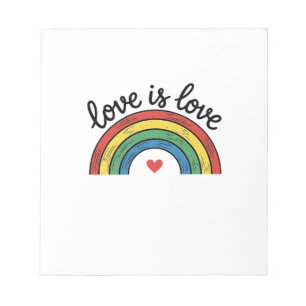 Liebe ist Liebe Vintage Regenbogen Herz Shirt Desi Notizblock
