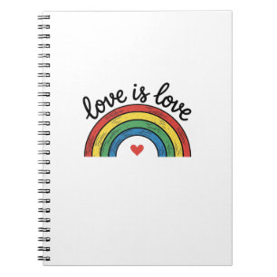 Liebe ist Liebe Vintage Regenbogen Herz Shirt Desi Notizblock