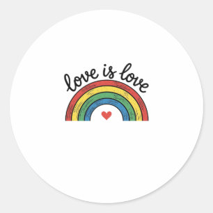 Liebe ist Liebe Vintage Regenbogen Herz Shirt Desi Runder Aufkleber