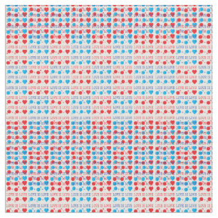 Liebe ist LIEBE-Zitat in rot und blau Stoff