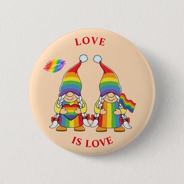 LIEBE IST LIEBE - Zwei Rainbow-Girl-Gnome-Taste Button (Vorderseite)