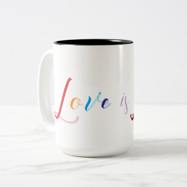 Liebe ist Liebe Zweifarbige Tasse (Vorderseite Links)
