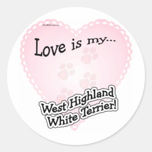 Liebe ist mein West Highland White Ter... - Sticke Runder Aufkleber