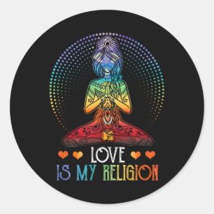 Liebe ist meine Religion Geschenke Namaste Yoga T- Runder Aufkleber