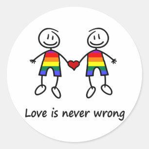 Liebe ist nie falsch runder aufkleber
