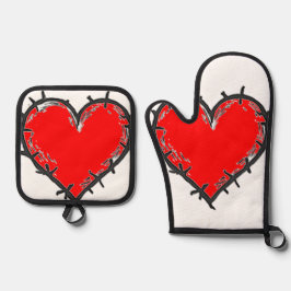 Liebe ist ofenhandschuh & Topflappen-Set