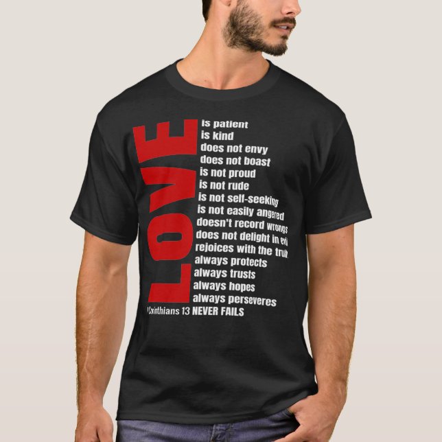 Liebe ist Patient 1 Korinther 13 Bibelverse T-Shirt (Vorderseite)