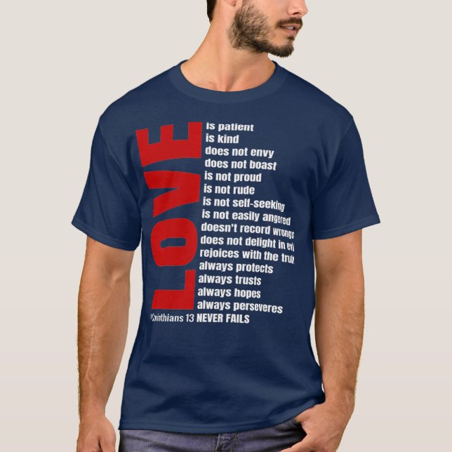 Liebe ist Patient 1 Korinther 13 Bibelverse T-Shirt (Vorderseite)