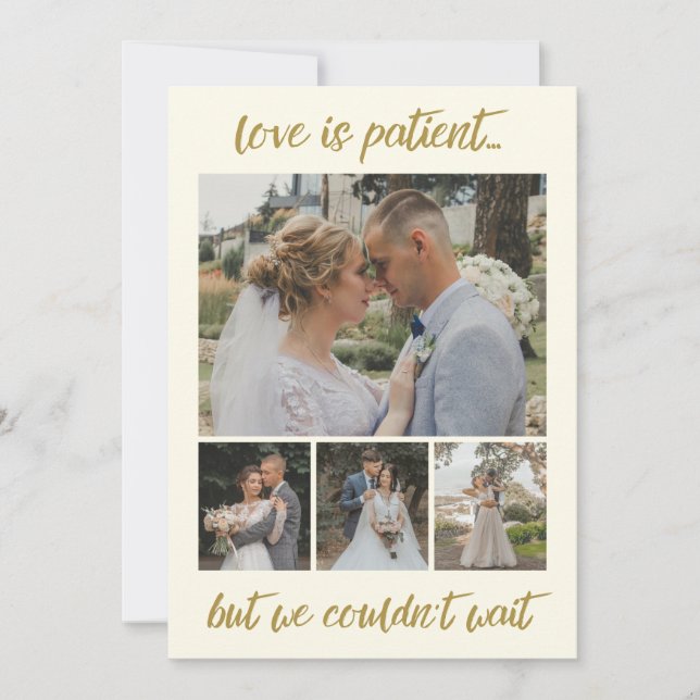 Liebe ist Patient 6 Foto Hochzeitsankündigung Ankündigung (Vorderseite)