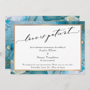 Liebe ist Patient Aquamarin- und Gold-Hochzeitskar Einladung