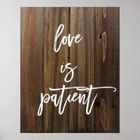 Liebe ist Patient auf Imitaten Holz | Poster
