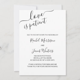 Liebe ist Patient Elegante Script Postponement Ankündigung