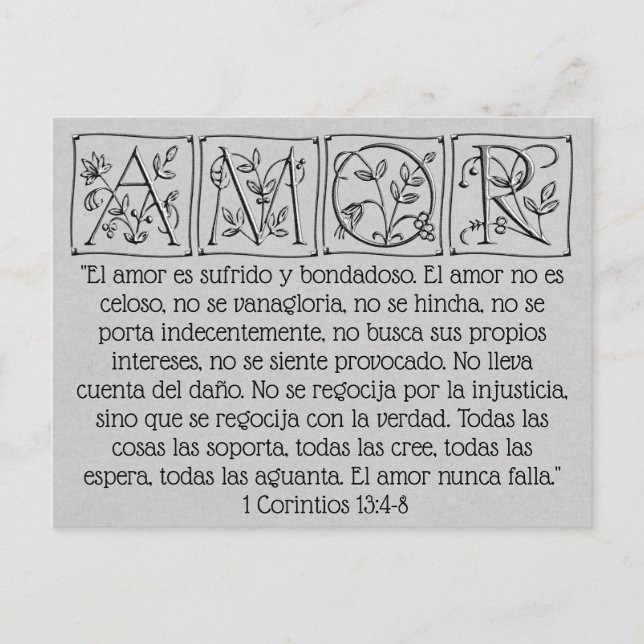 Liebe ist patient Kind-nie Versagt~Scripture~Weddi Postkarte (Vorderseite)