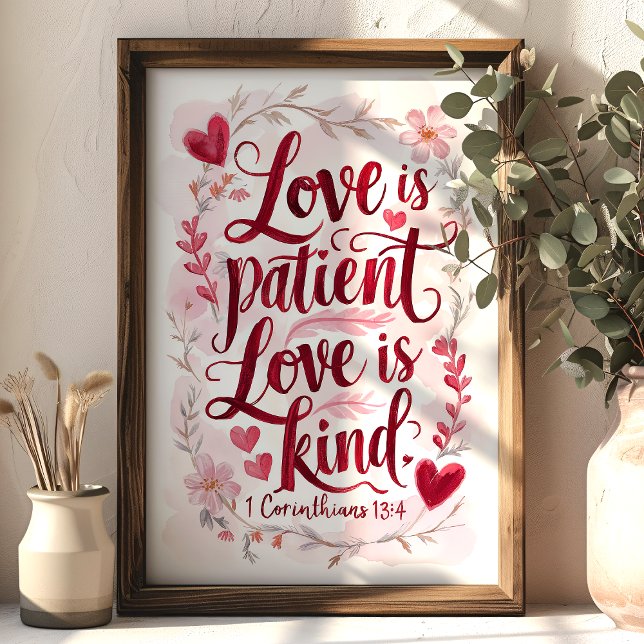 Liebe ist Patient Liebe ist Kind 1 Korinther 13:4 Poster (Von Creator hochgeladen)
