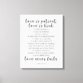 Liebe ist Patient Liebe ist nett, 1 Korinther 13:4 Leinwanddruck