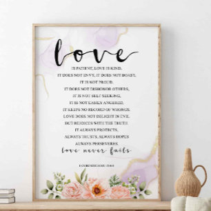 Liebe ist Patient Liebe ist nett, 1 Korinther 13:4 Poster