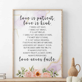 Liebe ist Patient Liebe ist nett, 1 Korinther 13:4 Poster