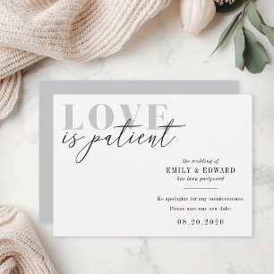 Liebe ist Patientenhochzeit Ändern des Datums Save The Date
