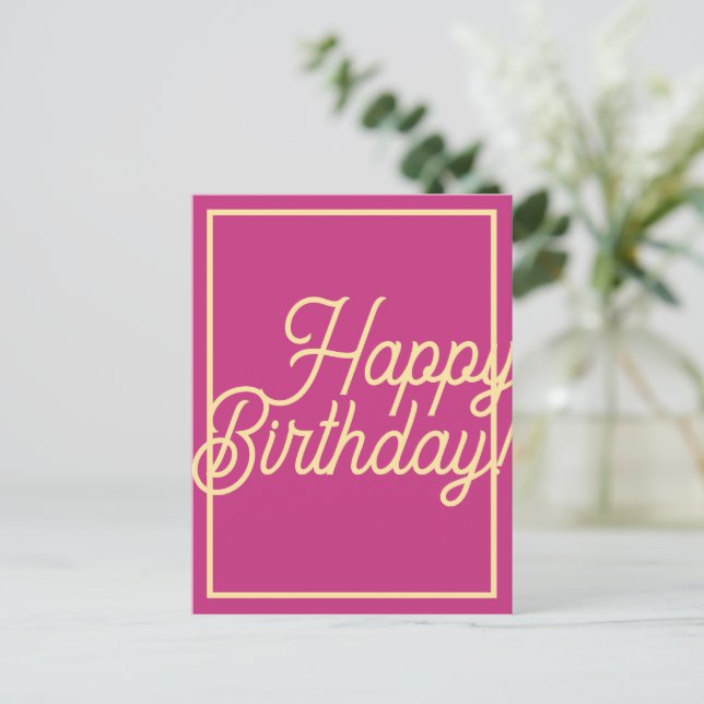 Liebe ist Pink Happy Birthday Card Postkarte (Stehend Vorderseite)