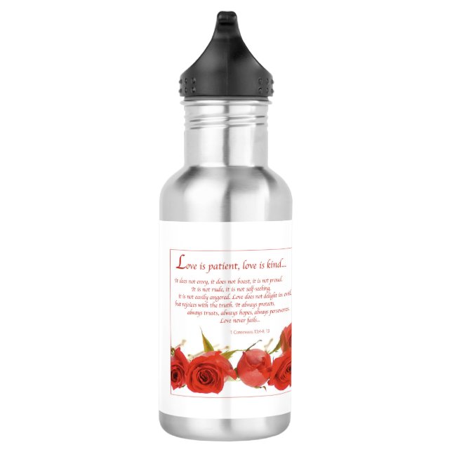 Liebe ist Rote Rose von Patienten Edelstahlflasche (Rechts)