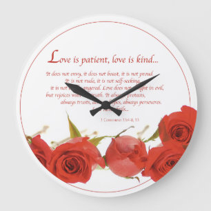 Liebe ist Rote Rose von Patienten Große Wanduhr