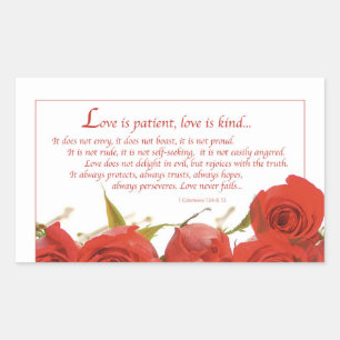 Liebe ist Rote Rose von Patienten Rechteckiger Aufkleber
