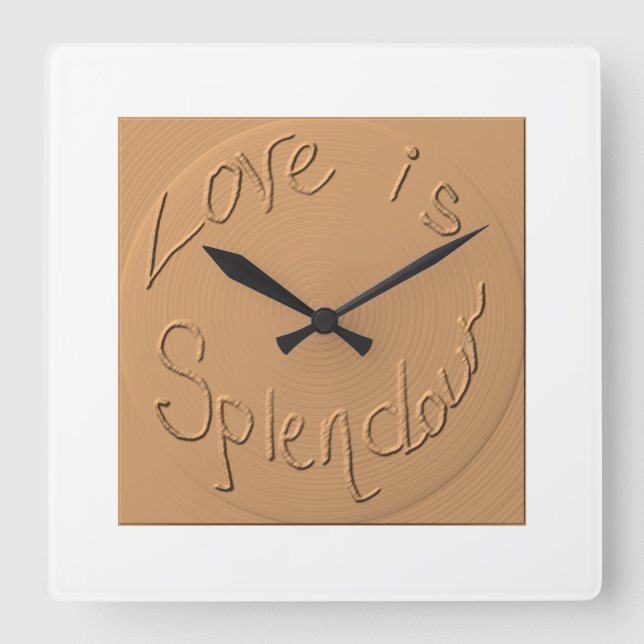 "Liebe ist Splendor" Gold Relief >Wall Clocks Quadratische Wanduhr (Vorderseite)