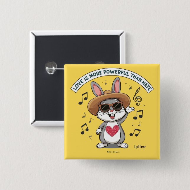 LIEBE IST STÄRKER ALS HASS-KANINCHEN-KNOPF BUTTON (Vorne & Hinten)