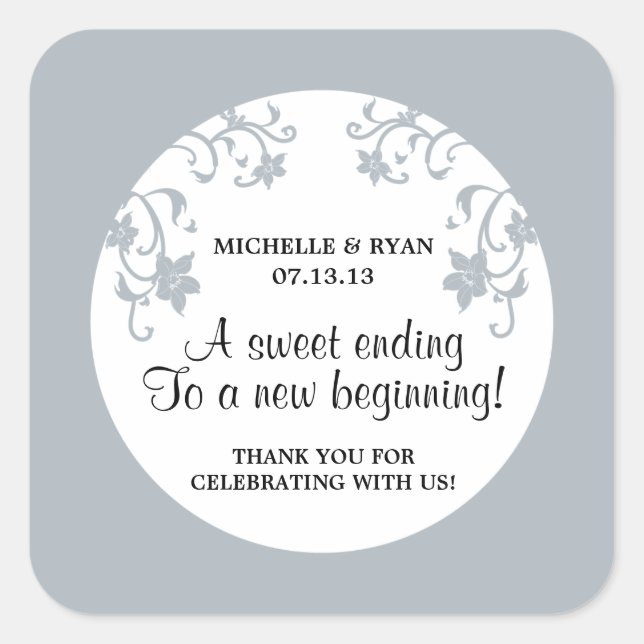 Liebe ist süß - Blume Quadratischer Aufkleber (Vorderseite)