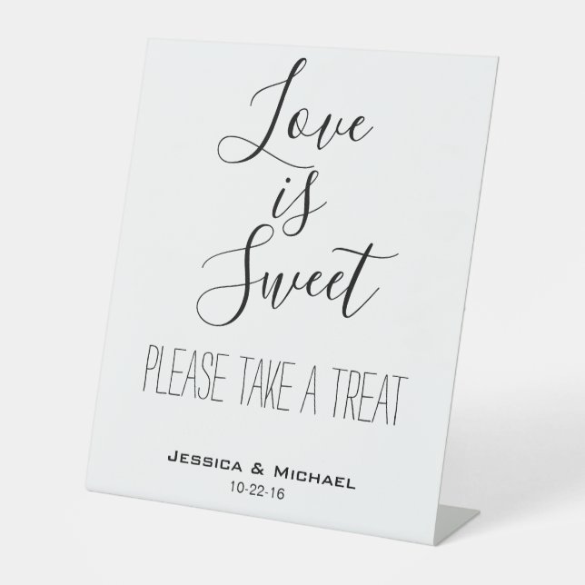 Liebe ist süß, Braut Gaumen Süßspeisen Buffet  Sockelschild (Vorderseite)