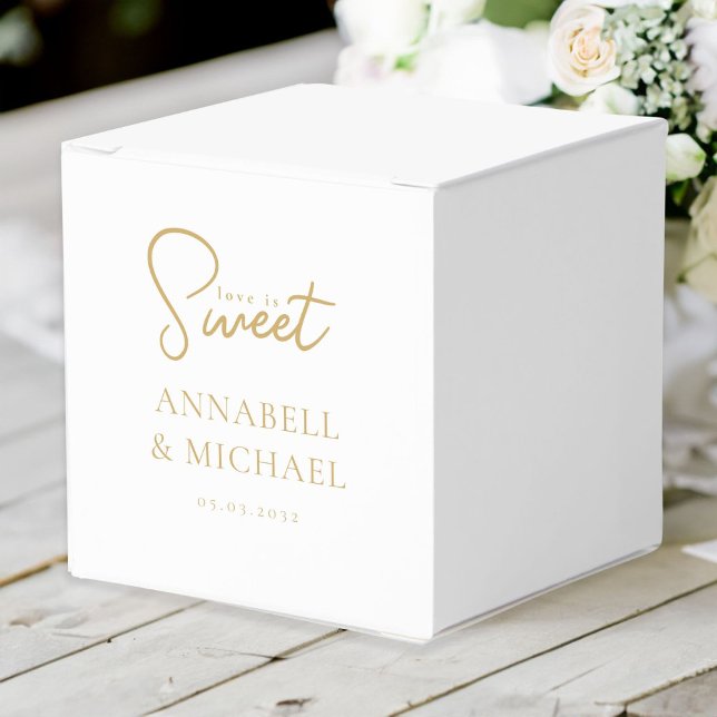 Liebe ist süß! Elegant, einfach, Hochzeit Geschenkschachtel (Love is Sweet! Elegant, Simpel, Wedding Favor Boxes with your names and date.)