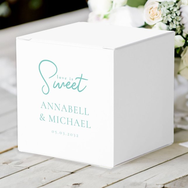 Liebe ist süß! Elegant, einfach, Hochzeit Geschenkschachtel (Love is Sweet! Elegant, Simpel, Wedding Favor Boxes with your names and date.)