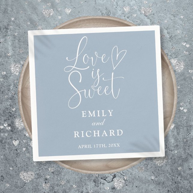Liebe ist süß elegante moderne, duftende blaue Hoc Serviette (Love Is Sweet Elegant Modern Dusty Blue Wedding Napkins)