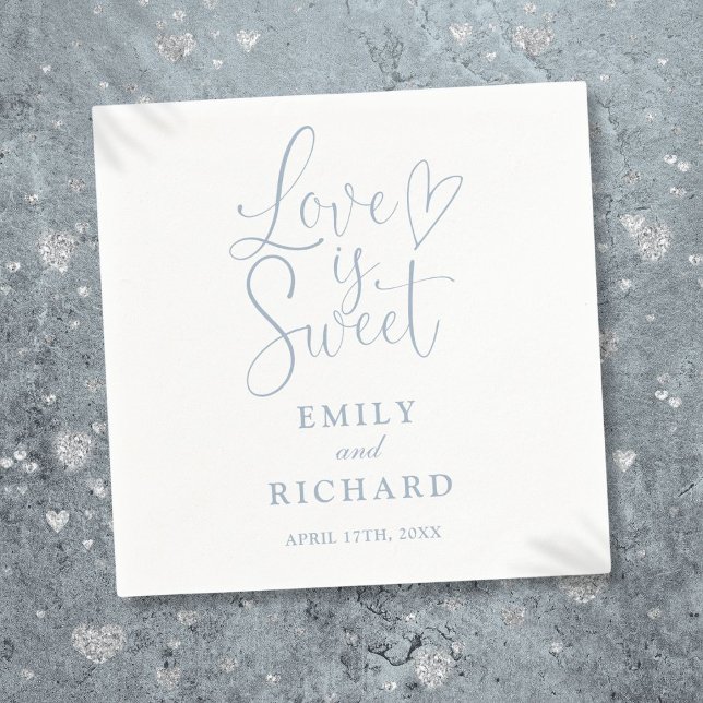 Liebe ist süß elegante moderne, duftende blaue Hoc Serviette (Love Is Sweet Elegant Modern Dusty Blue Wedding Napkins)