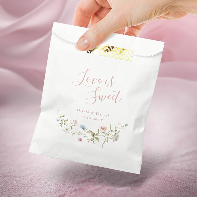 Liebe ist süß Elegante Wildblume Rustic Boho Geschenktütchen (Love is sweet Elegant Wildflower Rustic Boho Favor Bag)