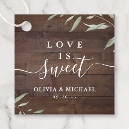 Liebe ist süß-elegantes Grünholz rustikale Hochzei Geschenkanhänger