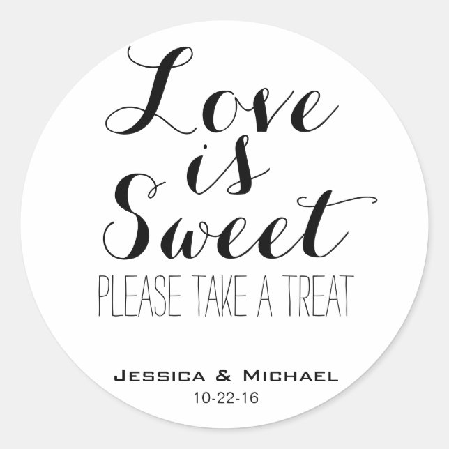 Liebe ist süß, frisch gezapftes Süßspeisenbuffet Runder Aufkleber (Vorderseite)