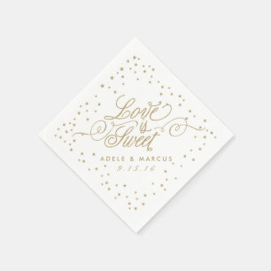 "Liebe ist süß" Goldene Stars Extravagant Hochzeit Serviette