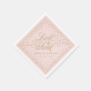 "Liebe ist süß" Goldstars Rosa Hochzeit Napkins Serviette