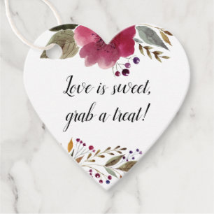 Liebe ist süß Grab eine Leckerei florales Brautpar Geschenkanhänger